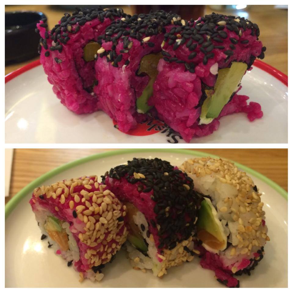 Last sushi this month - pink sushi at Sushi Circle. Crazy looking, but really good tasting ;)