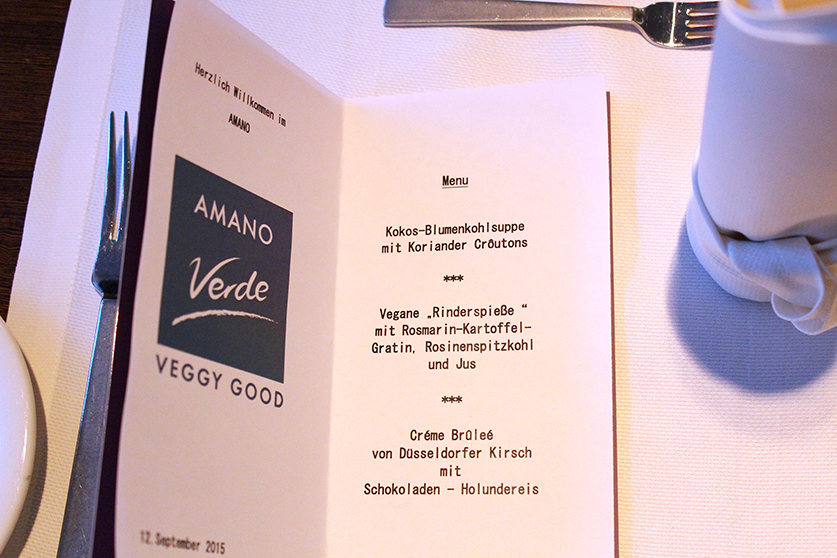 Vegan und Vegetarisches Restaurant Amano Verde Düsseldorf Vegane Speisekarte