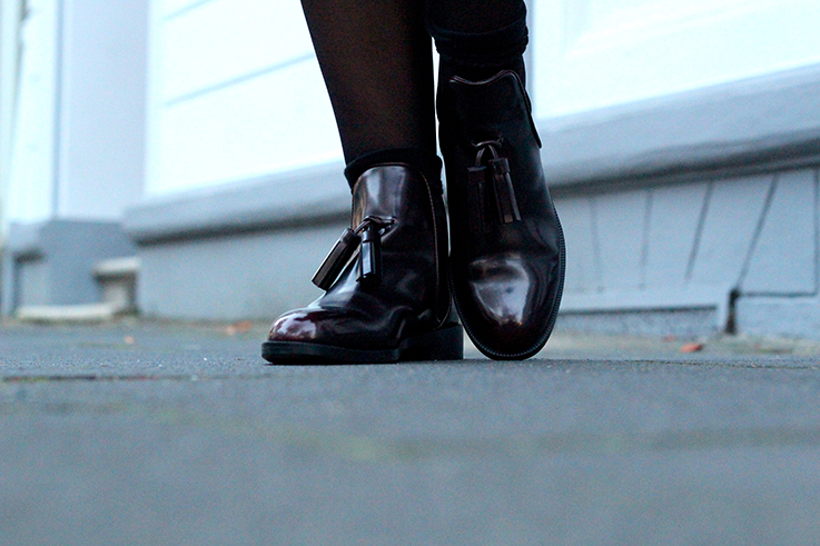 Herbst Outfit flache Stiefeletten mit Quasten Zara Boots Modeblog Deutschland Köln 6