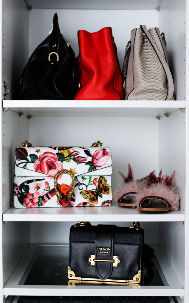 Mein Ankleidezimmer PAX Schrank Ikea #zeigdeinenPAX Ankleideschrank Designertaschen Gucci Prada Blogger