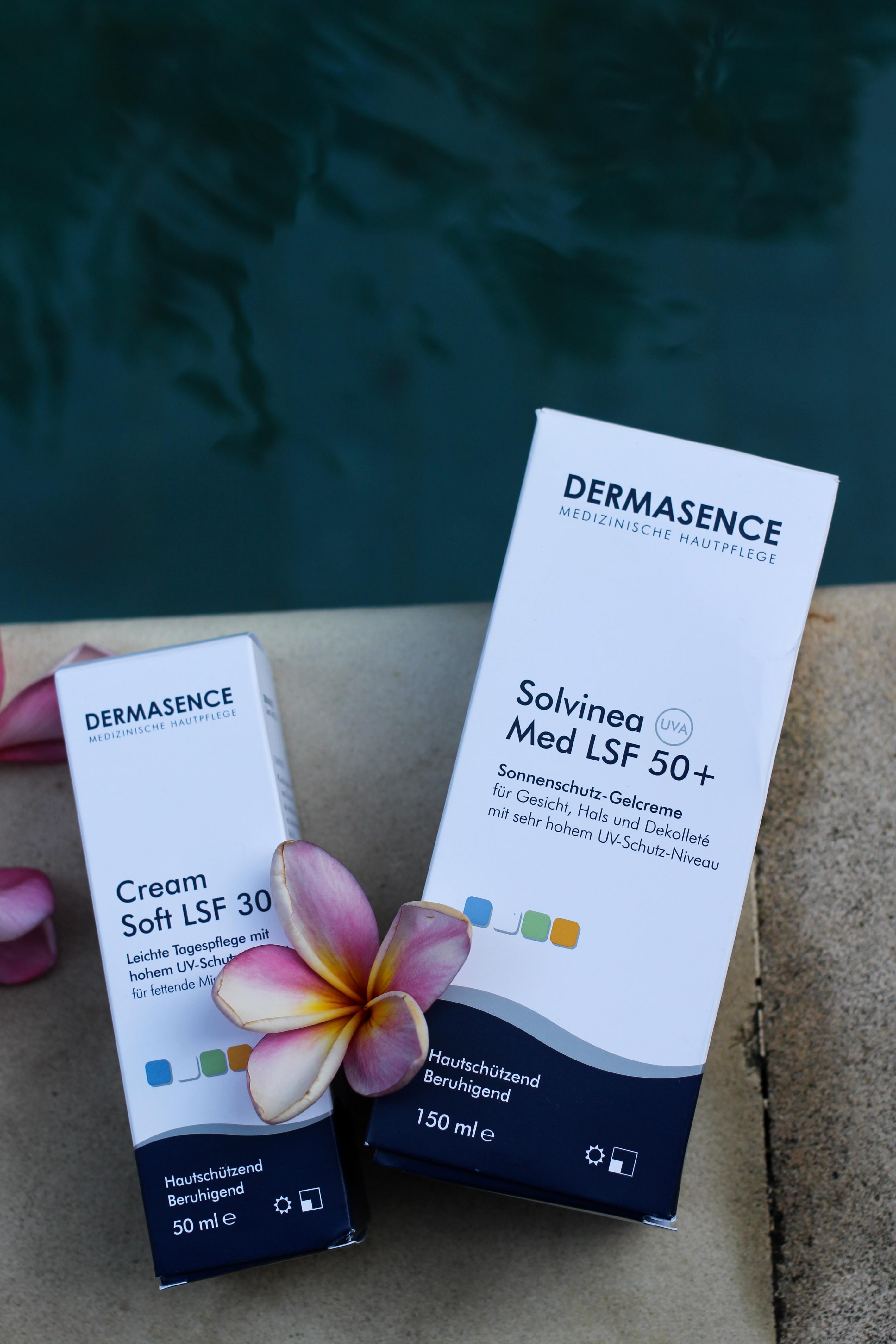 Urlaubs-Hautpflege Sommerurlaub trockene empfindliche Haut Dermasence Sonnenschutz Cream Soft LSF 30 Sonnencreme LSF 50+ Beauty Blog Bali
