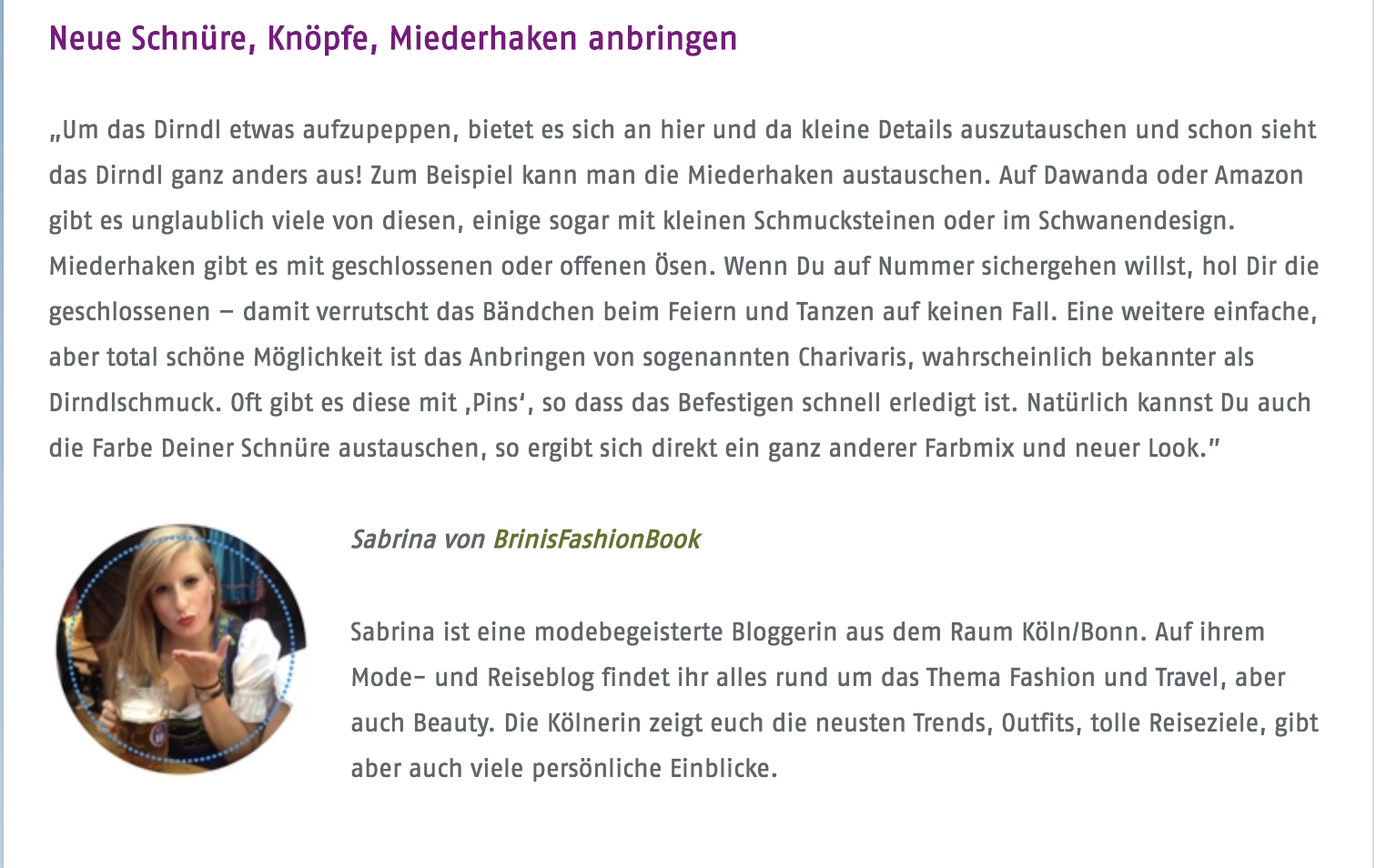 Modeblog Deutschland Fashion Blog Köln Brinisfashionbook Interview Alpenwelt Dirndl aufpeppen Experteninterview