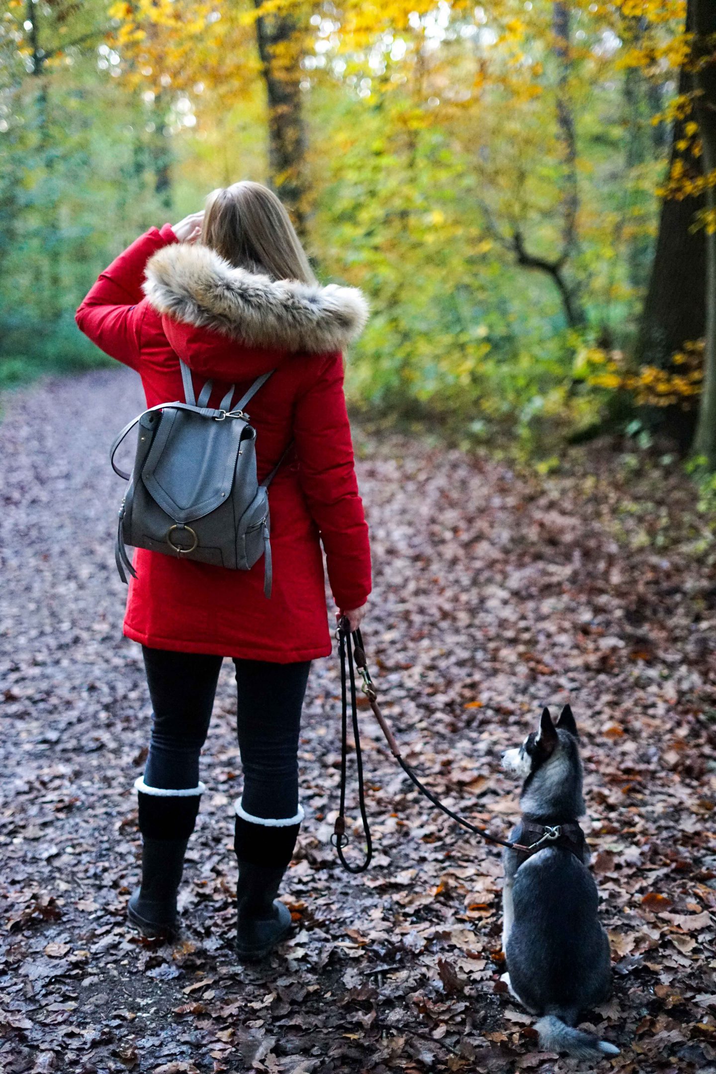 Winterstiefel Trend 2019 Wintertrends Winter Outfit Gummistiefel gefüttert wandern Hund Pomsky Kottenforst Bonn Blog 7